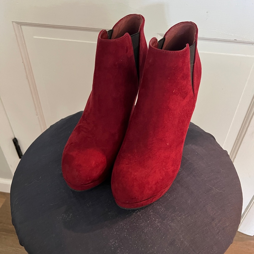 Red Suede Ankle Boots